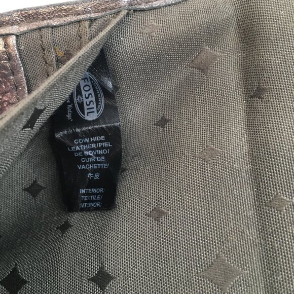 FOSSIL Maddox Zip Around Organizer Gray Metallic Leather Wallet - Picture 7 of 12